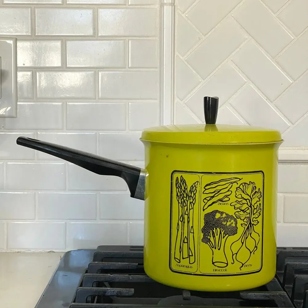 Rare Wear Ever 3Qt Vegetable Pot Vintage Green USA Made With Lid Cooking Kitchen